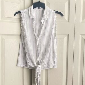 Bella Dahl Womens linen blend Striped tie back Sleeveless Blouse Top.  CON K